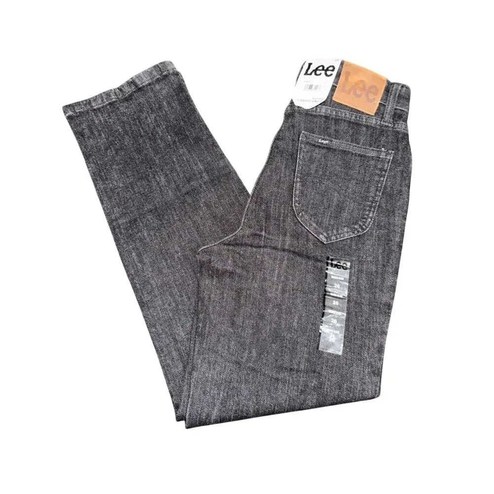 NEW LEE Vintage Modern Washed Black Denim High Rise Straight Ankle Jeans SZ 26